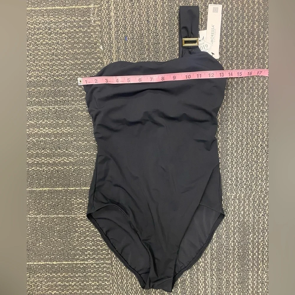 NWT Amoressa by Miraclesuit Gemini Black One Shoulder One Piece Size 10 - Picture 7 of 9